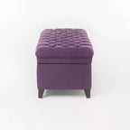 Pouf de rangement contemporain en tissu capitonné, 127 cm L, 2 places, capacité de 136 kg