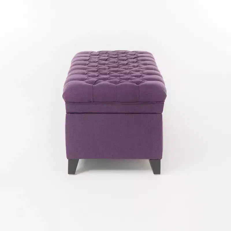 Pouf de rangement contemporain en tissu capitonné, 127 cm L, 2 places, capacité de 136 kg