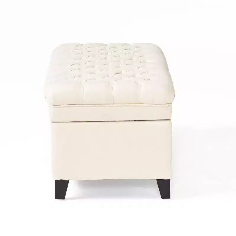 Pouf de rangement contemporain en tissu capitonné, 127 cm L, 2 places, capacité de 136 kg