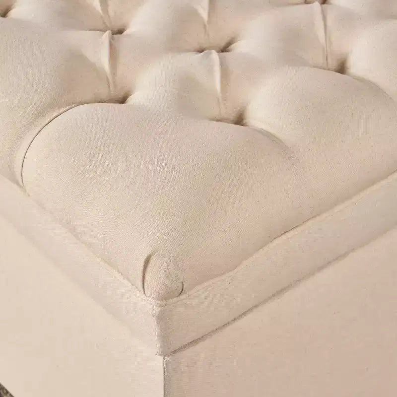 Pouf de rangement contemporain en tissu capitonné, 127 cm L, 2 places, capacité de 136 kg