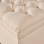 Pouf de rangement contemporain en tissu capitonné, 127 cm L, 2 places, capacité de 136 kg