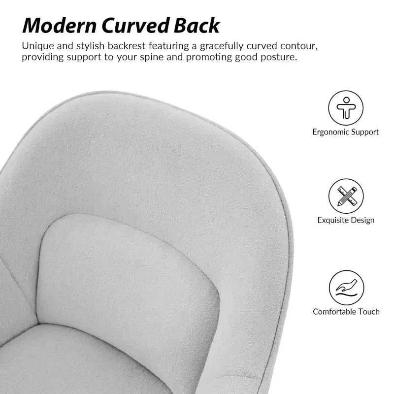 Chaise de bureau pivotante avec dossier incurvé, hauteur réglable, assise rembourrée