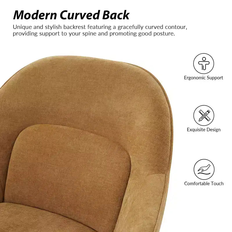 Chaise de bureau pivotante avec dossier incurvé, hauteur réglable, assise rembourrée