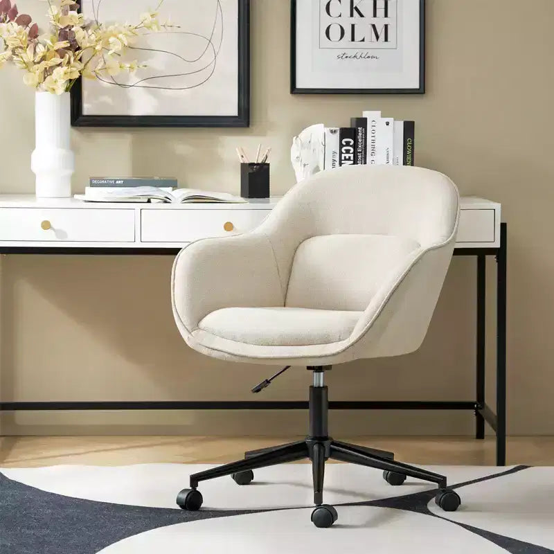 Chaise de bureau pivotante avec dossier incurvé, hauteur réglable, assise rembourrée