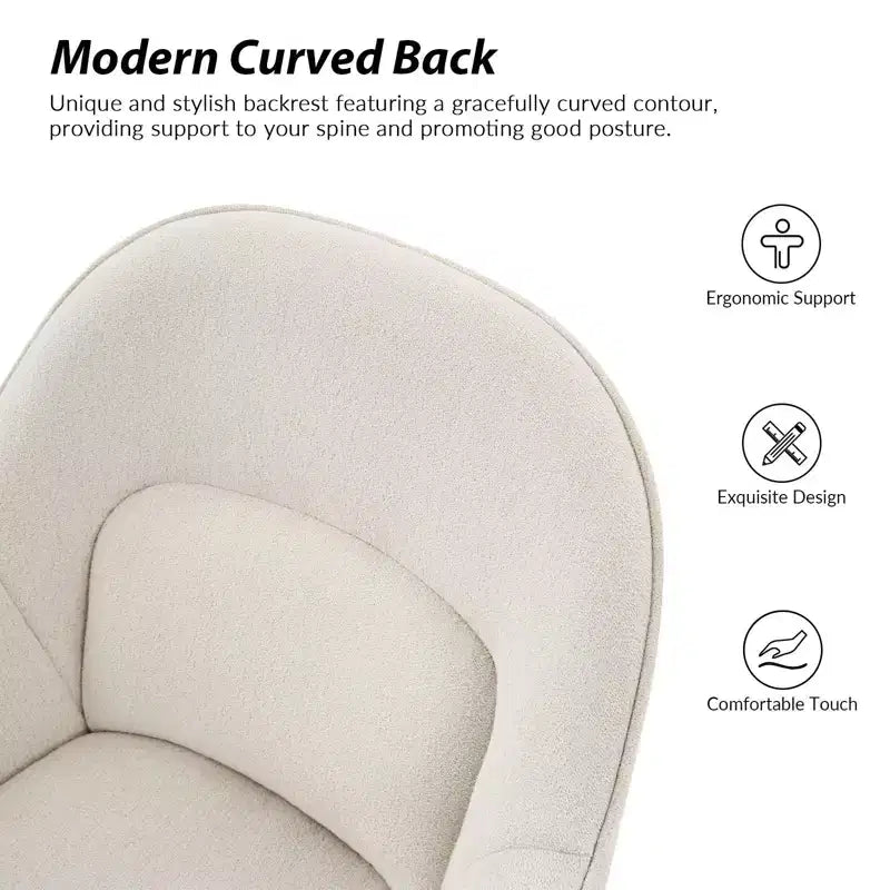 Chaise de bureau pivotante avec dossier incurvé, hauteur réglable, assise rembourrée