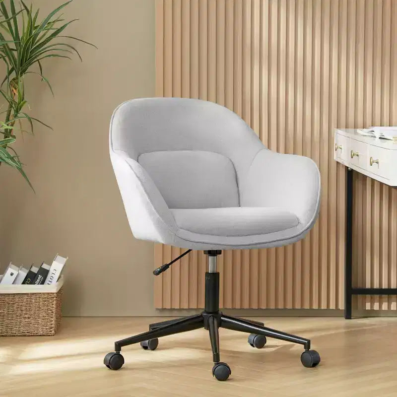 Chaise de bureau pivotante avec dossier incurvé, hauteur réglable, assise rembourrée