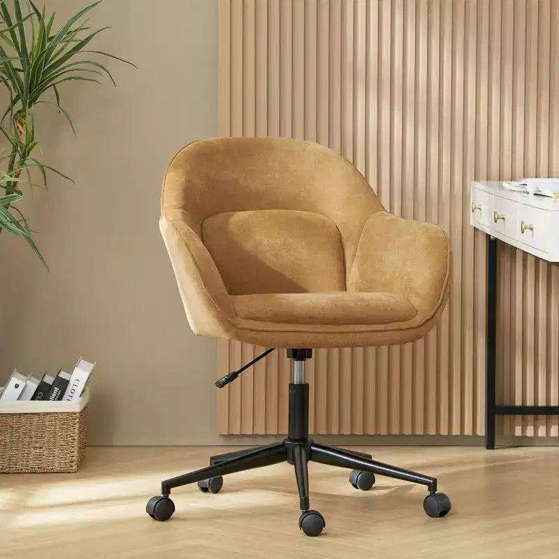 Chaise de bureau pivotante avec dossier incurvé, hauteur réglable, assise rembourrée