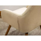 Fauteuil d'appoint en tissu contemporain, revêtement en polyester beige, pieds en bois massif