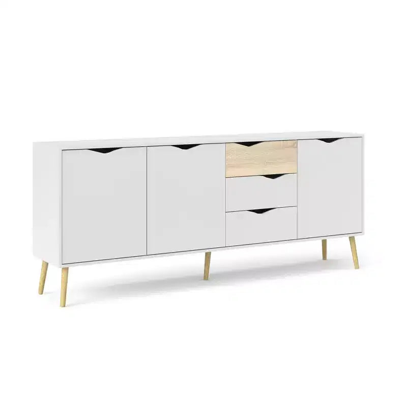 Tvilum,Diana Sideboard with 3 Doors and 3 Drawers, White/Oak Structure