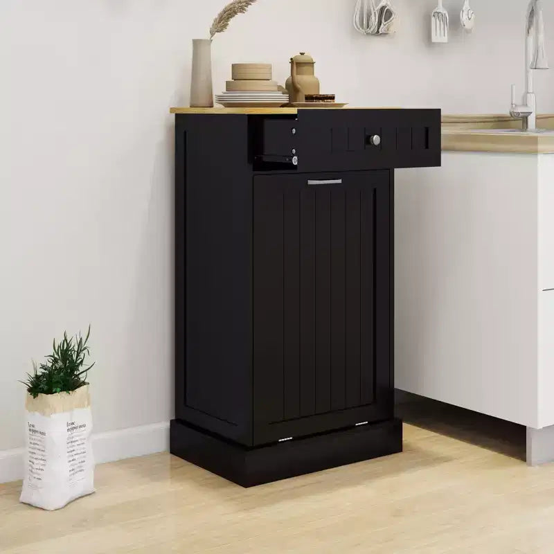 Meuble de cuisine avec poubelle basculante et tiroir, en MDF, 19,68"L x 35,62"H