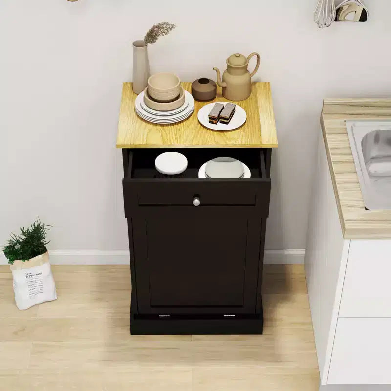 Meuble de cuisine avec poubelle basculante et tiroir, en MDF, 19,68"L x 35,62"H