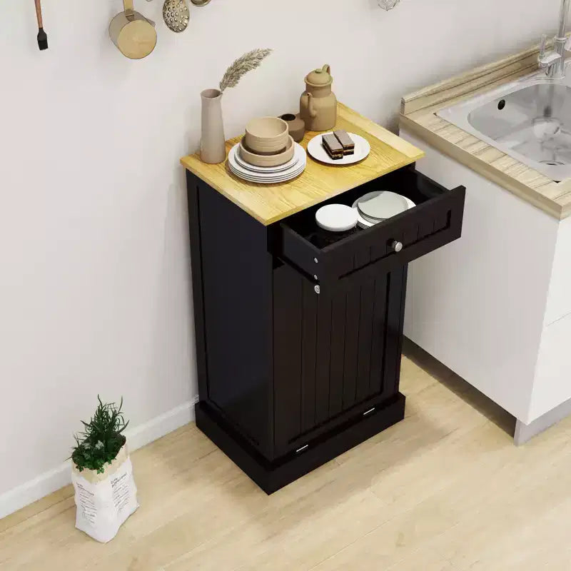Meuble de cuisine avec poubelle basculante et tiroir, en MDF, 19,68"L x 35,62"H
