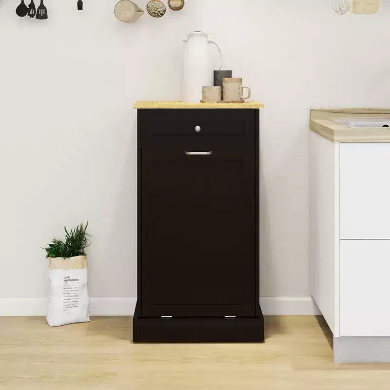 AndMakers 19.68 in. W x 13.77 in. D x 35.62 in. H Ready to Assemble Trash Can Kitchen Cabinet