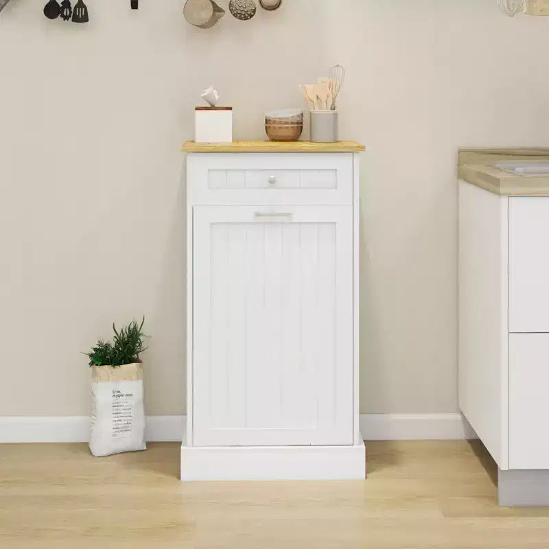 Meuble de cuisine avec poubelle basculante et tiroir, en MDF, 19,68"L x 35,62"H
