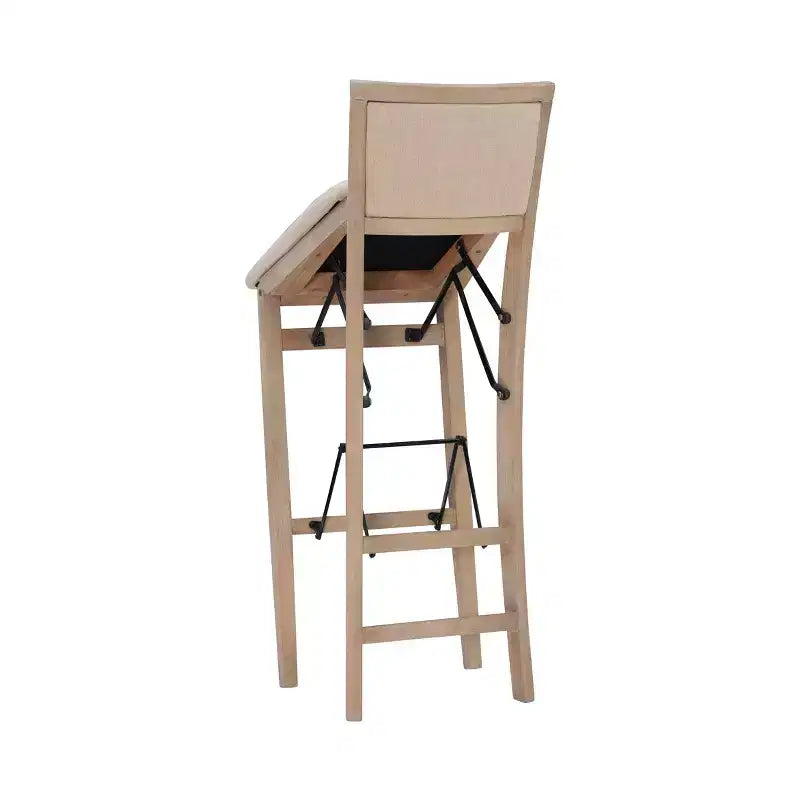Tabouret de bar pliant, dossier et assise rembourrés, bois lavé gris, 30,75 po H, capacité de 275 lb