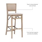 Tabouret de bar pliant, dossier et assise rembourrés, bois lavé gris, 30,75 po H, capacité de 275 lb