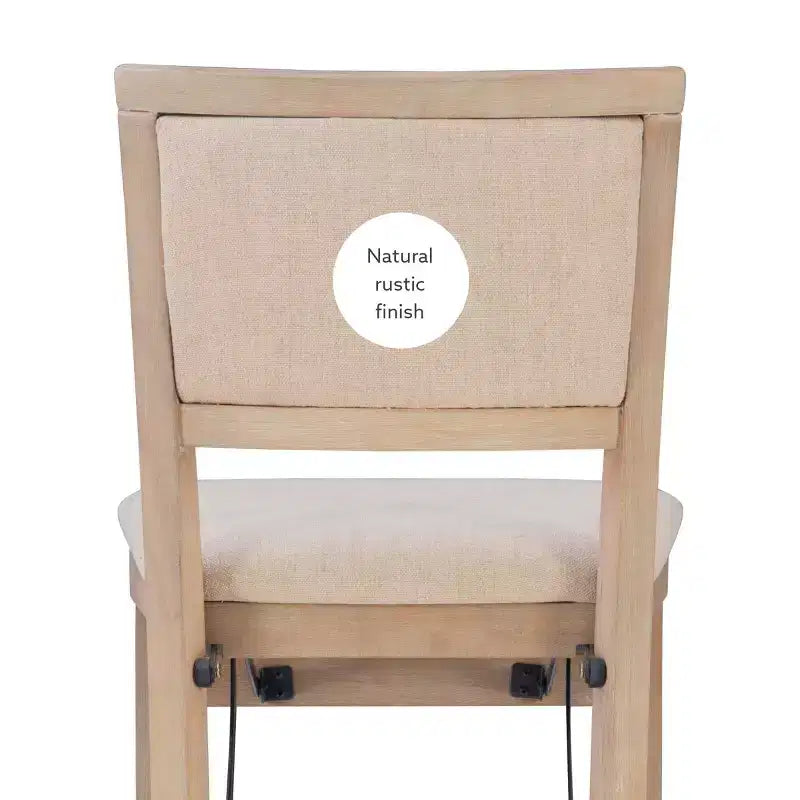 Tabouret de bar pliant, dossier et assise rembourrés, bois lavé gris, 30,75 po H, capacité de 275 lb