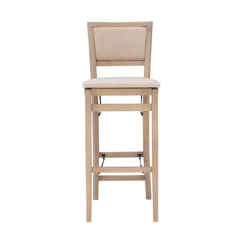 Tabouret de bar pliant, dossier et assise rembourrés, bois lavé gris, 30,75 po H, capacité de 275 lb
