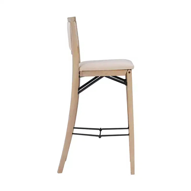 Tabouret de bar pliant, dossier et assise rembourrés, bois lavé gris, 30,75 po H, capacité de 275 lb