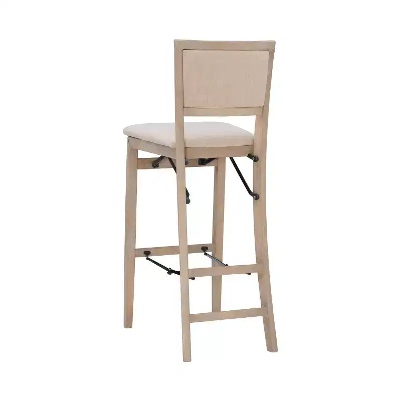 Tabouret de bar pliant, dossier et assise rembourrés, bois lavé gris, 30,75 po H, capacité de 275 lb