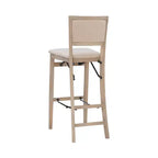 Tabouret de bar pliant, dossier et assise rembourrés, bois lavé gris, 30,75 po H, capacité de 275 lb