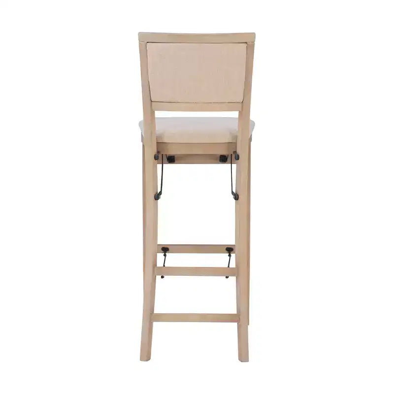 Tabouret de bar pliant, dossier et assise rembourrés, bois lavé gris, 30,75 po H, capacité de 275 lb