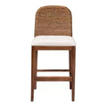 bali & pari Nadim Natural Seagrass and Acacia Wood Counter Height Barstool Set White/Natural: Polyester Upholstery, Spot Clean