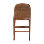 Tabouret de bar hauteur comptoir, jonc de mer et bois d'acacia, blanc/naturel, hauteur d'assise 56 cm