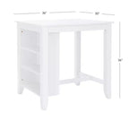 Table hauteur comptoir, bois massif blanc, 3 étagères, deux ports USB, 2 places, 91 cm H