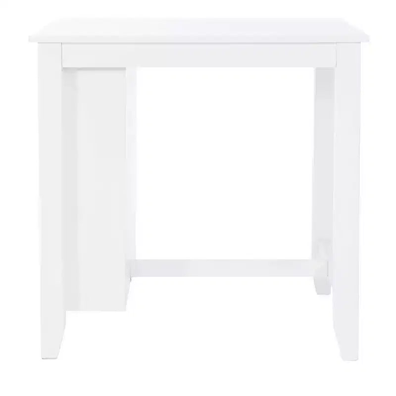 Table hauteur comptoir, bois massif blanc, 3 étagères, deux ports USB, 2 places, 91 cm H