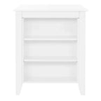 Table hauteur comptoir, bois massif blanc, 3 étagères, deux ports USB, 2 places, 91 cm H