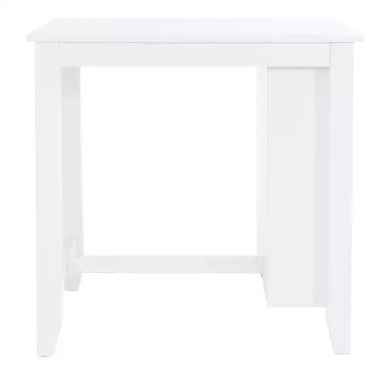 Table hauteur comptoir, bois massif blanc, 3 étagères, deux ports USB, 2 places, 91 cm H