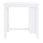Table hauteur comptoir, bois massif blanc, 3 étagères, deux ports USB, 2 places, 91 cm H