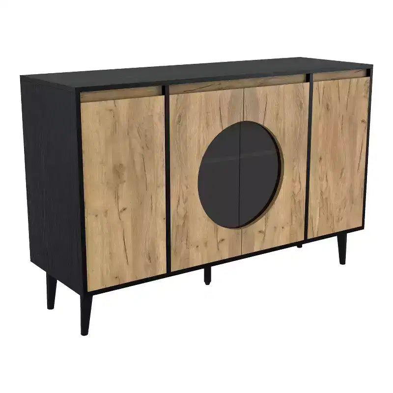 Andrew Mid-Century Modern Buffet Server Light Oak/Black - miBasics