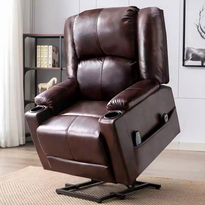 COMHOMA Massage Recliner Chair PU Leather Sofa Power Lift Chair Brown