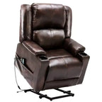 Fauteuil inclinable massant Power Lift chauffant en similicuir, marron