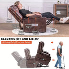 Fauteuil inclinable massant Power Lift chauffant en similicuir, marron