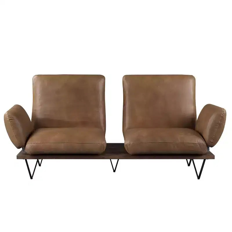 88" Narech Sofa with Swivel Nutmeg Top Grain Leather - Acme Furniture: Includes 2 Accent Pillows, Wood Frame