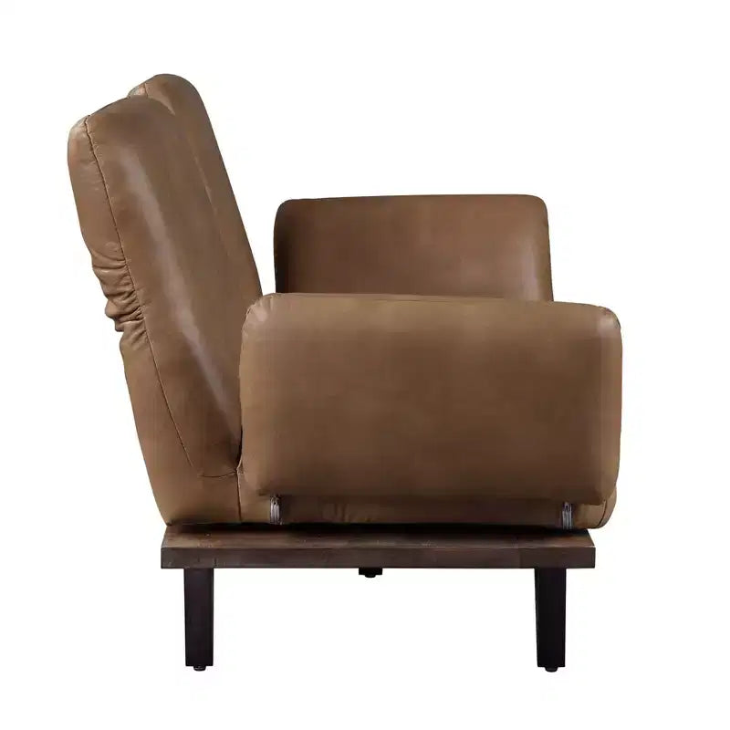Canapé en cuir pleine fleur de 223,5 cm avec assise pivotante, dossier réglable et 2 oreillers