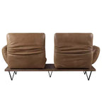 Canapé en cuir pleine fleur de 223,5 cm avec assise pivotante, dossier réglable et 2 oreillers