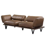 Canapé en cuir pleine fleur de 223,5 cm avec assise pivotante, dossier réglable et 2 oreillers