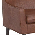 Fauteuil d'appoint en similicuir avec pieds en bois d'hévéa, marron vieilli