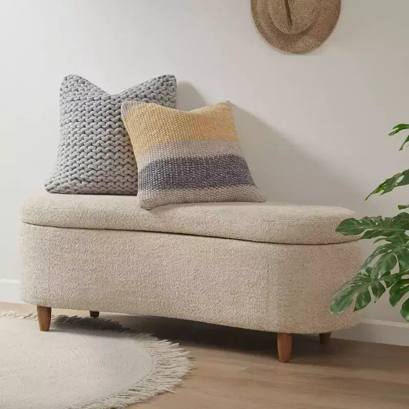 Bailey Boucle Flip Top Storage Bench Taupe - Ink+Ivy: Upholstered Ottoman, Bedroom Furniture with Wood Legs