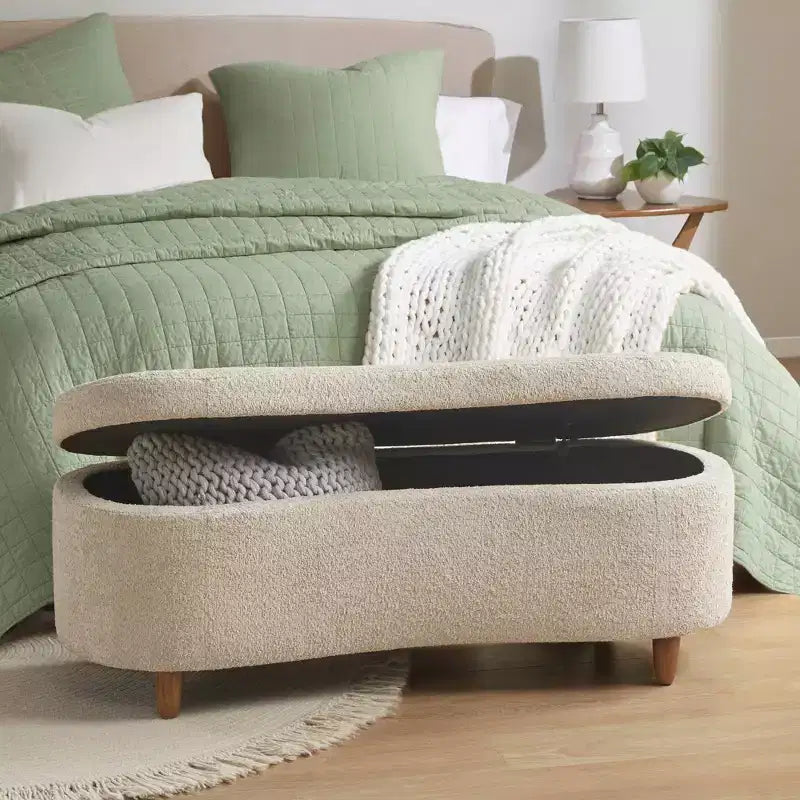 Banc de rangement à charnières flip-top Boucle, taupe, 122 cm L, capacité 181 kg, charnières à fermeture douce