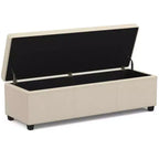 Banc ottoman de rangement extra large, en similicuir crème satiné, 54" L, 2 places