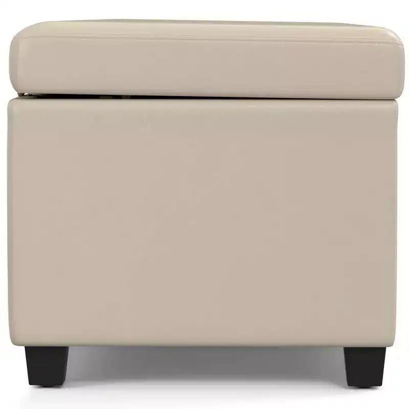Banc ottoman de rangement extra large, en similicuir crème satiné, 54" L, 2 places