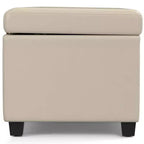Banc ottoman de rangement extra large, en similicuir crème satiné, 54" L, 2 places