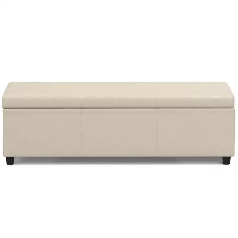 Banc ottoman de rangement extra large, en similicuir crème satiné, 54" L, 2 places