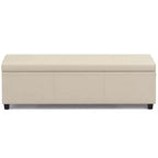 Banc ottoman de rangement extra large, en similicuir crème satiné, 54" L, 2 places