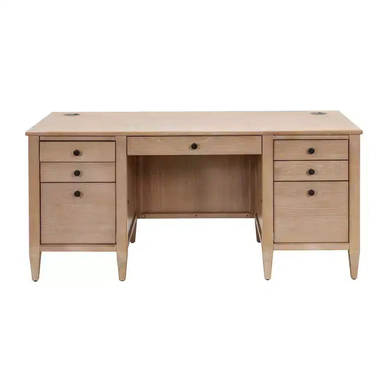 Modern Wood Double Pedestal Desk with Storage Laurel Collection - Martin Furniture: Office Furniture, File Drawer